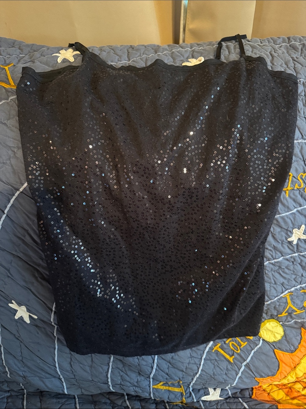 Ann Taylor Navy Sequin Top